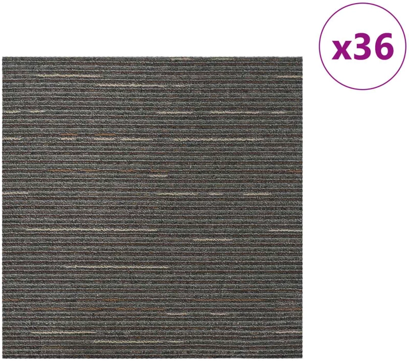 vidaXL Πλακάκι Χαλιού Ριγέ Σκούρο Καφέ 50 x 50 cm 36 pcs