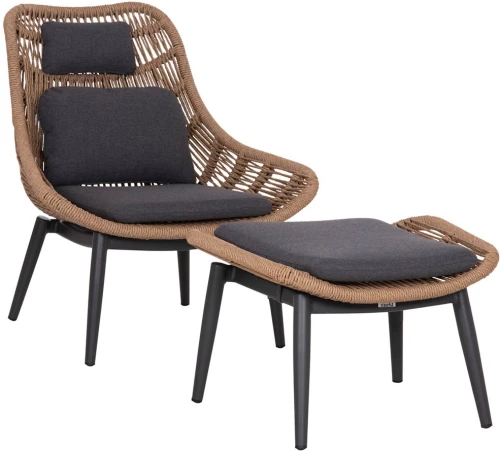 Πολυθρόνα Με Υποπόδιο Lounge Remvazzo HM6561.01 90x85x96cm Grey-Natural