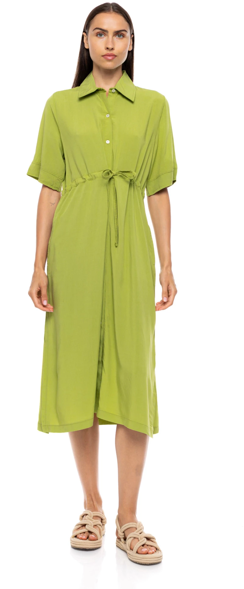 Γυναικείο Beachdress Pink Label -  Φόρεμα - Lime Yellow - Σεμιζιέ - Viscose