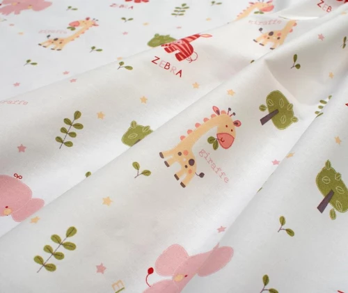 Πάνα αγκαλιάς 80x80 Happy Safari 712 White-Pink DimCol