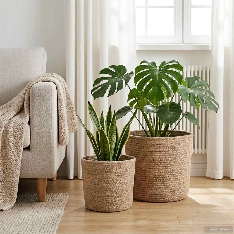 vidaXL Σετ Γλαστρών 2 pcs Φυσικό Ø 28 x 28 εκ 100% Γιούτα Τοσσά