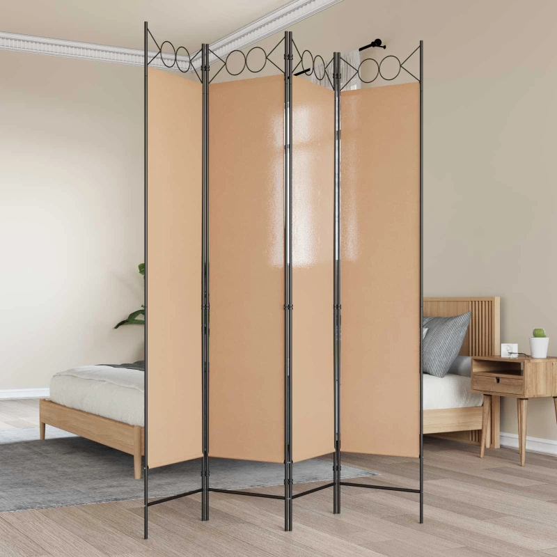 vidaXL 4-Πίνακας Διαχωριστικός Μπεζ 160 x 200 cm Ύφασμα