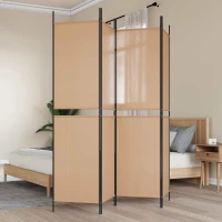 vidaXL 4-Πίνακας Διαχωριστικός Μπεζ 200 x 200 cm Ύφασμα
