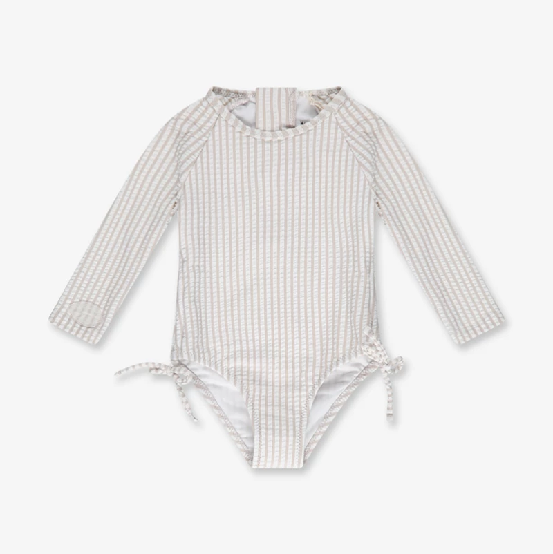 Minene – Ολόσωμο Μαγιώ με Μανίκια UV Pink&White (6-24 μηνών) - 12-18m