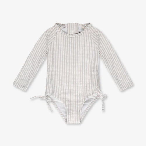 Minene – Ολόσωμο Μαγιώ με Μανίκια UV Pink&White (6-24 μηνών) - 12-18m