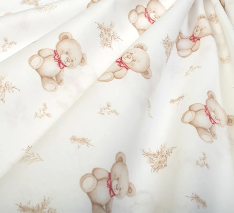 Σεντόνι Λίκνου (80x110) Newborn Bear 716 White-Beige βαμβακερό DimCol
