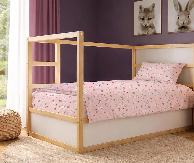 Σετ Σεντόνια Μονά 2τμχ (160x240) Rabbit Garden 585 Pink βαμβακερά DimCol