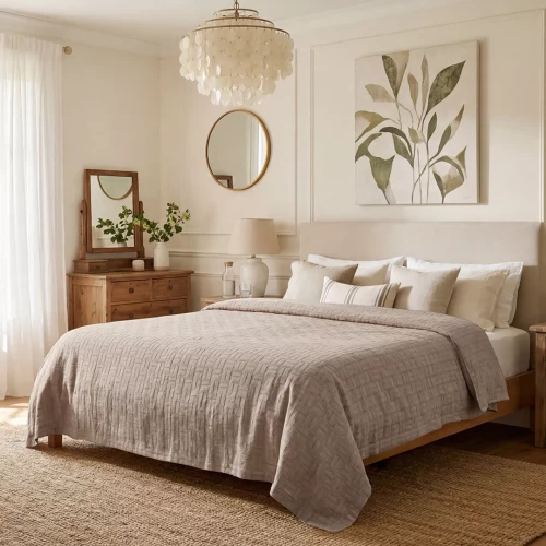 ΚΟΥΒΕΡΤΑ ΖΑΚΑΡ ΥΠΕΡΔΙΠΛΗ  MATLASSE ROMVIA 230X270 BEIGE (360 gsm) - 230X270