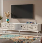 Stewehome Μοντέρνο έπιπλο τηλεόρασης με ντουλάπι από σανίδα μελαμίνης 150x30x41 cm