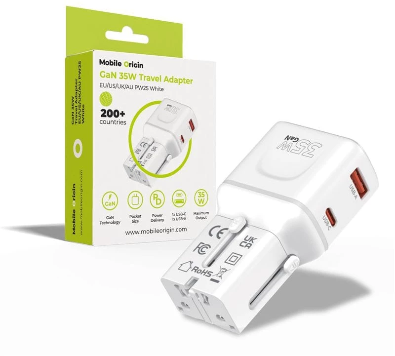 Mobile Origin 35W Travel Adapter EU/US/UK/AU PW25 white (MO-PW25-WHT)
