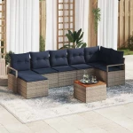 Σετ Καναπέ Κήπου με μαξιλάρι 8 pcs Γκρι συνθετικό ρατάν |3347738