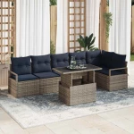 Σετ Καναπέ Κήπου 7 pcs Γκρι και Navy Blue συνθετικό ρατάν |3348841