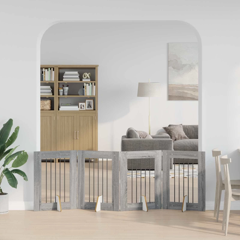 Πύλη Σκύλου με Στηρίγματα 4 pcs Γκρι Sonoma 60 x 80 cm |892100