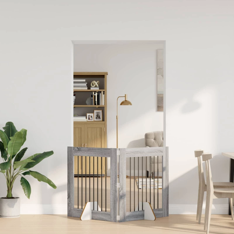 Πύλη Σκύλου με Στηρίγματα 2 pcs Γκρι Sonoma 80 x 80 cm |892076