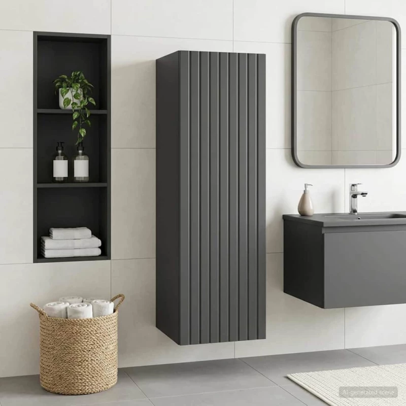 Τοίχου Ντουλάπα Μπάνιου Μαύρο 33 x 34,5 x 60 εκ |890663