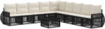 Σετ Καναπέ Κήπου 10 pcs Μαύρο και Κρεμ Λευκό συνθετικό ρατάν |3435442