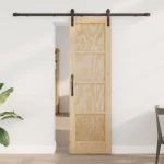 Συρόμενη Πόρτα Φυσικό και Μαύρο 61 x 198,5 εκ. |3445404