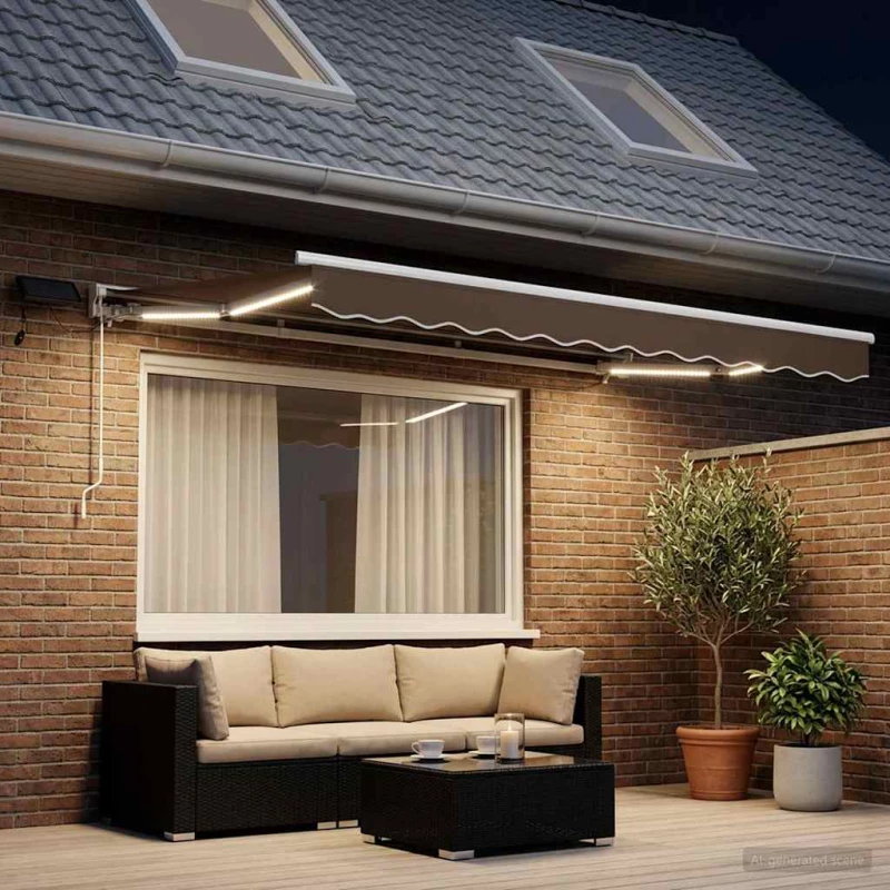 Χειροκίνητο πλαίσιο τέντας με LED Taupe 3,5 x 2 m |3425726