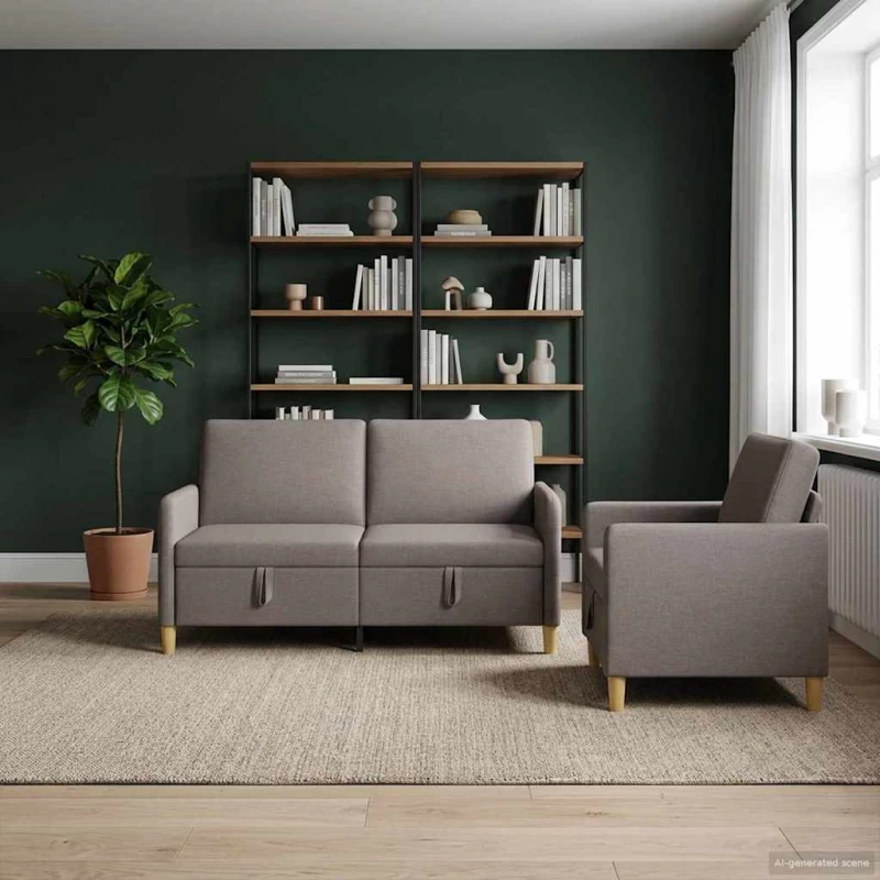 Σαλονάκι Σετ Με Αποθηκευτικό Χώρο 2 pcs Taupe Πολυεστέρας |3429182
