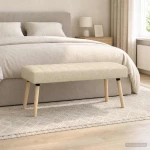 Πάγκος με Καναλεύματα Κρεμ 110 x 40 x 46 cm Ύφασμα |42038494
