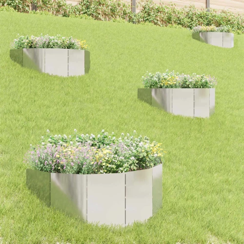 Περίγραμμα γκαζόν 4 pcs 100 x 45 cm Ατσάλι Ασημί |8008900