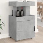 Τρόλεϊ Μπαρ Γκρι Σκυροδέματος 50x41x89 εκ. Επεξ. Ξύλο |848265