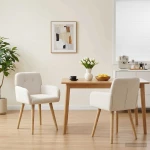 Καρέκλες φαγητού 2 pcs Μπουκλέ Κρεμ 59 x 57 x 85 εκ. |42034325