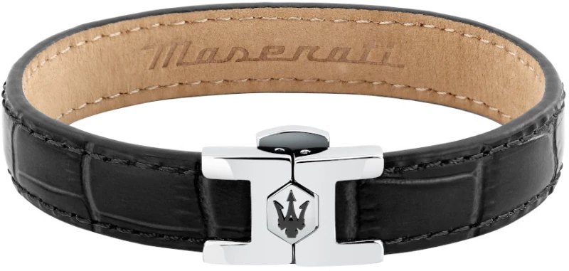 MASERATI LEATHER JM2269LA01 Βραχιόλι Μαύρο Δερμάτινο Με Λογότυπο