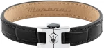 MASERATI LEATHER JM2269LA01 Βραχιόλι Μαύρο Δερμάτινο Με Λογότυπο