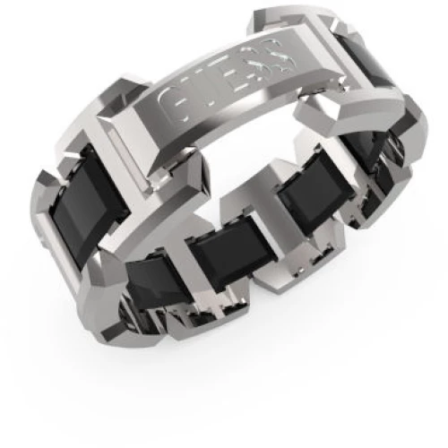 GUESS STEEL MONTECARLO JUMR04031JWSTBK-No.66 Δίχρωμο Δαχτυλίδι Με Λογότυπο