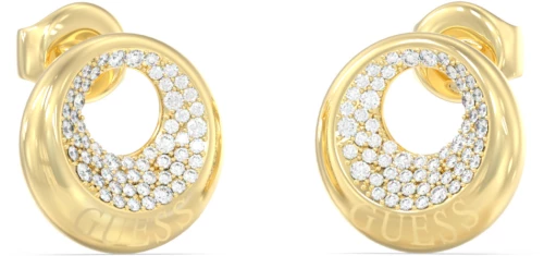 GUESS STEEL MOON DROPS JUBE06247JWYGT/U Σκουλαρίκια Χρυσά Με Πέτρες Και Λογότυπο