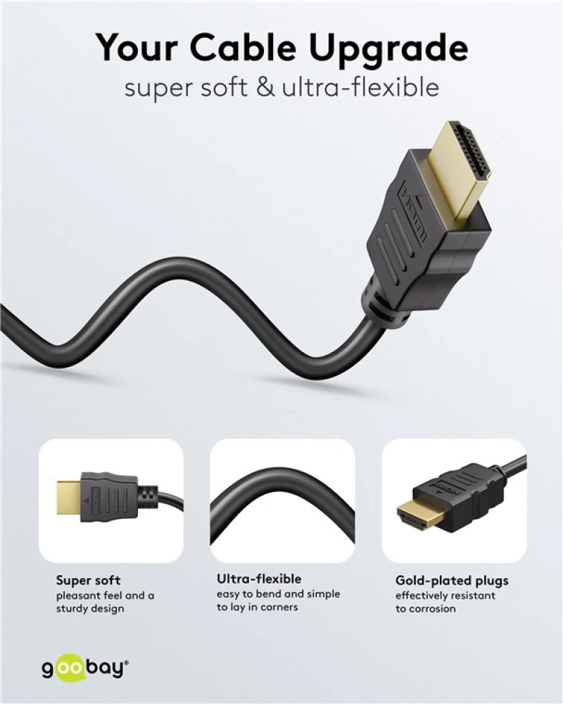 GOOBAY καλώδιο HDMI 80101 με Ethernet  soft  4K/60Hz  18 Gbps  1m  μαύρο