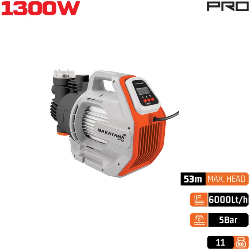 NAKAYAMA Pro NP2150 Πιεστικό Συγκρότημα με Ενσωματωμένο Ψηφιακό Ελεγκτή 1300W,6000L/h,LCD Οθόνη