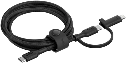 Belkin CAC003hq1.5MBK 2-IN-1 USB-C & LTG BRAIDED CABLE, PCR, 1.5M, BLK