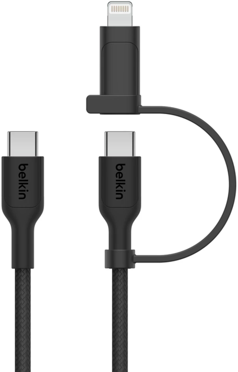 Belkin CAC003hq1.5MBK 2-IN-1 USB-C & LTG BRAIDED CABLE, PCR, 1.5M, BLK