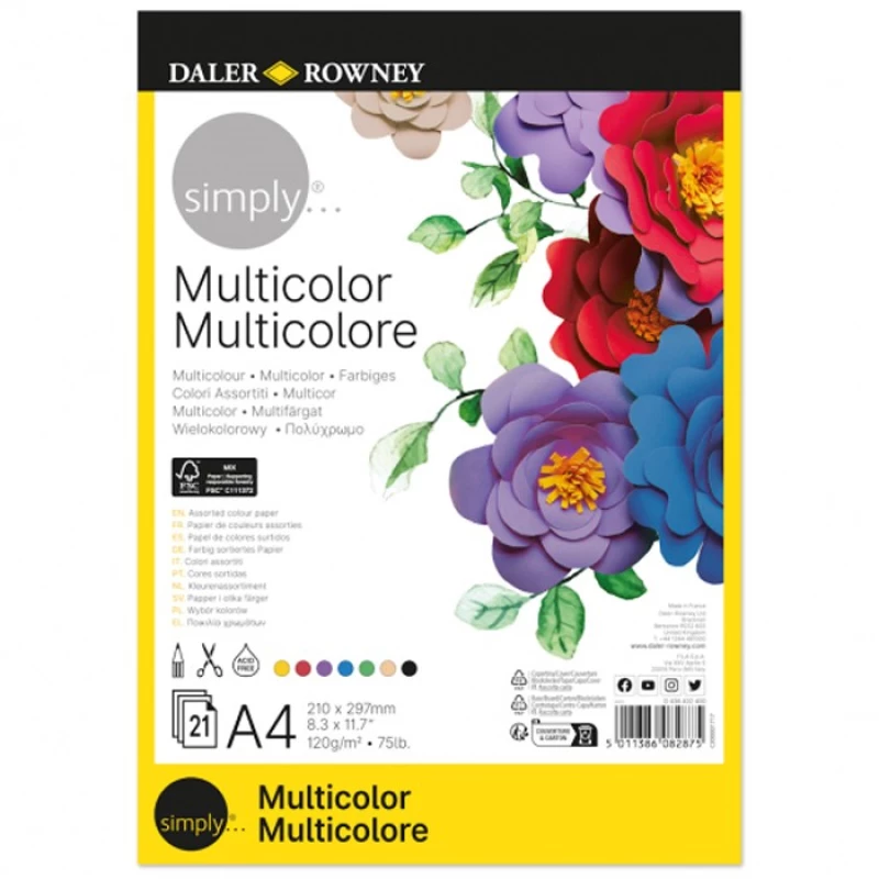Μπλοκ με χαρτία Daler-Rowney Simply Multicolour Pad Α4 120gr 21φύλλα