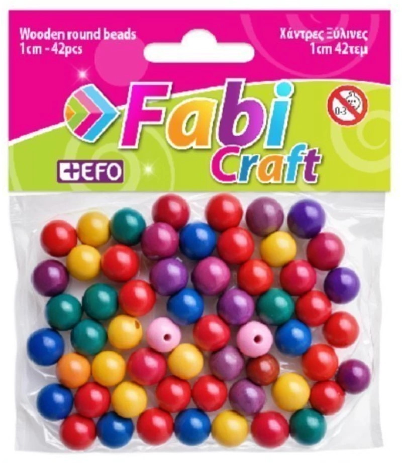 Χάντρες Fabi ξύλινες 1cm 42τμχ χρωματιστές