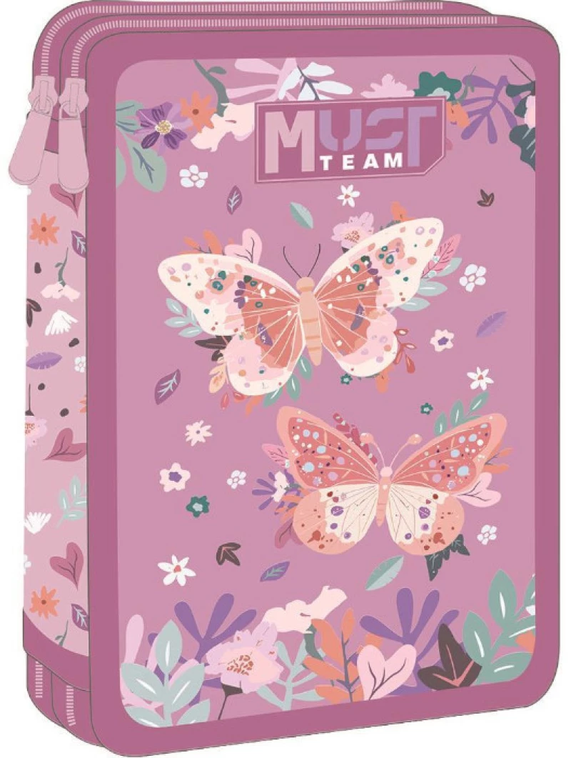 Κασετίνα Must γεμάτη με 2 θήκες 15x5x21cm Butterfly lilac 000587246
