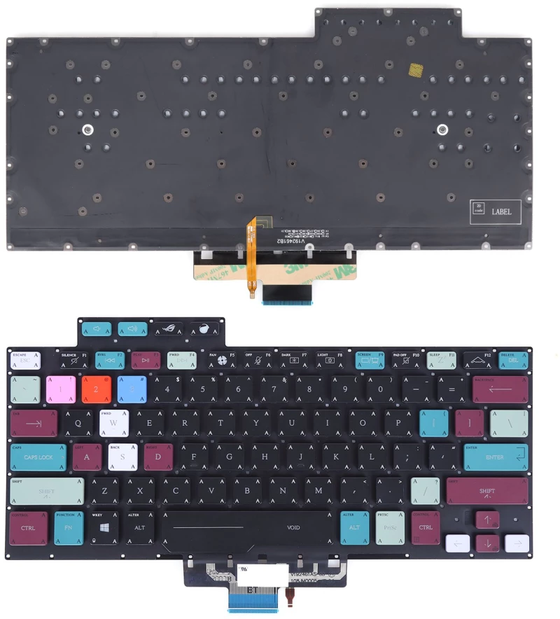 Πληκτρολόγιο Asus ROG Zephyrus G14 GA401 GA401U, Μαύρο με Backlit, US, Πολύχρωμα μπρελόκ