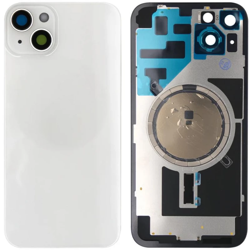 Apple iPhone 14 Plus - Back Glass Large Hole + Lens + Magsafe Starlight White OEM with Logo