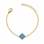 Γυναικείο Βραχιόλι Ρόμβος Σπείρα Blue Opal σε Χρυσό Χρώμα
