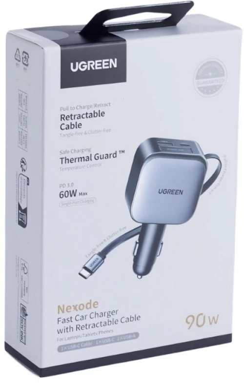 Φορτιστής Αυτοκινήτου 90W UGREEN EC603 55909B 2 Θέσεων, με καλώδιο USB-C 60W Γκρί