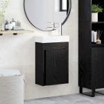 vidaXL Μονάδα μπάνιου με βρύση Μαύρη Δρυς 40,5 x 22,5 x 62 εκ.