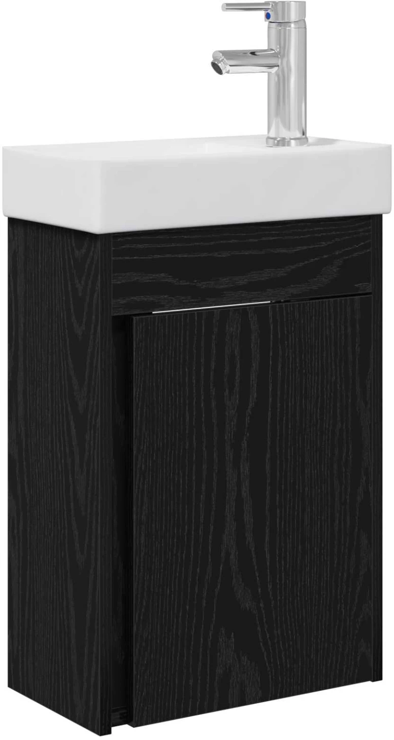 vidaXL Μονάδα μπάνιου με βρύση Μαύρη Δρυς 40,5 x 22,5 x 62 εκ.