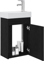vidaXL Μονάδα μπάνιου με βρύση Μαύρη Δρυς 40,5 x 22,5 x 62 εκ.