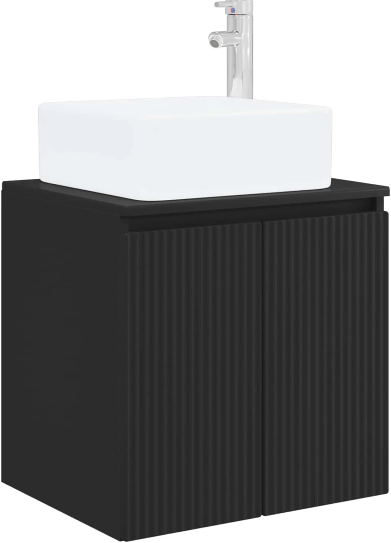 vidaXL Επιτοίχια Λεκάνη Έπιπλο Μαύρο 53 x 35 x 63 εκ