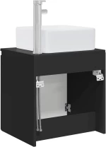 vidaXL Επιτοίχια Λεκάνη Έπιπλο Μαύρο 53 x 35 x 63 εκ