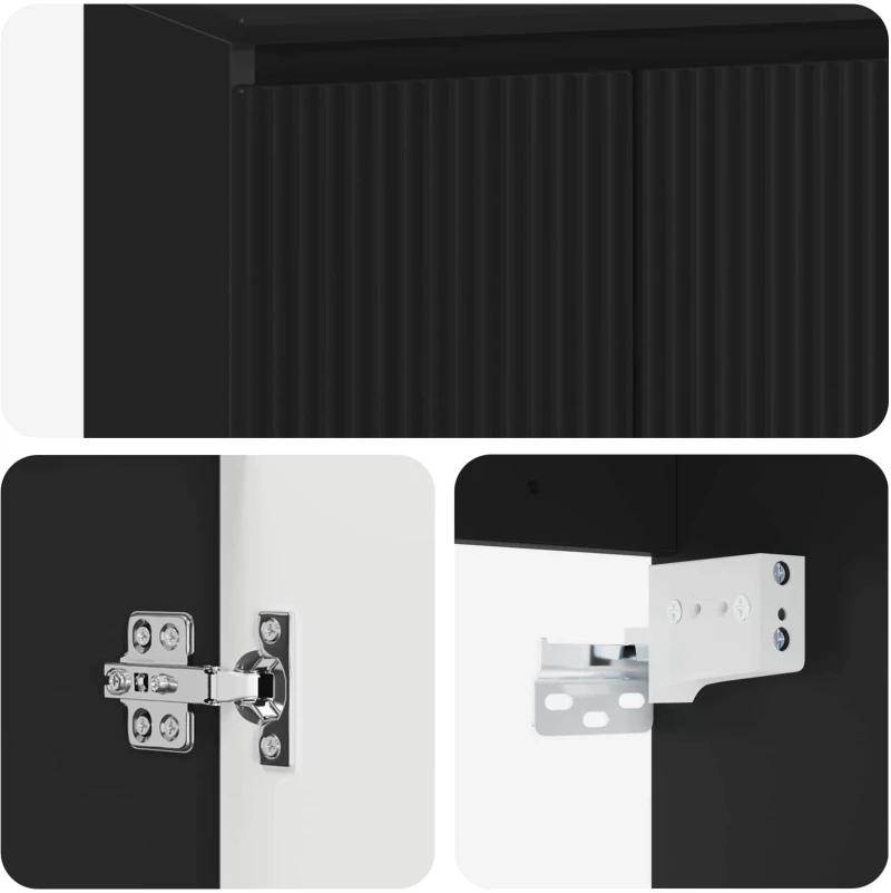 vidaXL Επιτοίχια Λεκάνη Έπιπλο Μαύρο 53 x 35 x 63 εκ