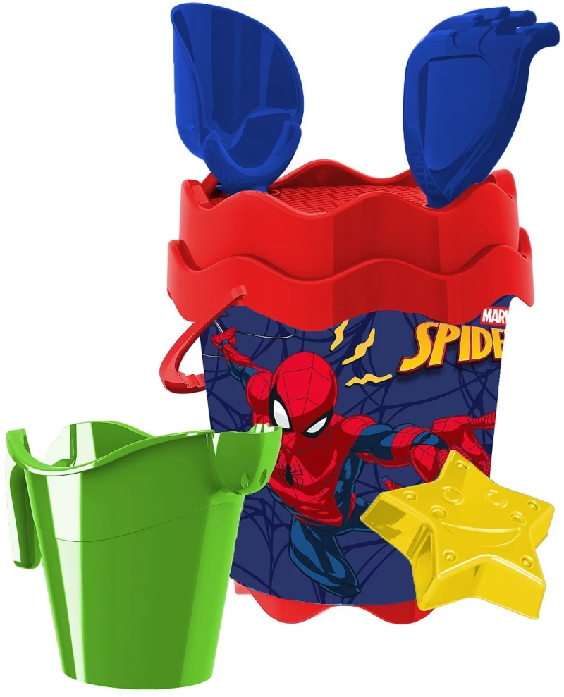 Κουβαδάκι Spiderman ø17cm με Ποτιστήρι σετ=6 τεμ Spiderman 25634
