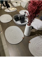 Stewehome Σετ 7 τεμαχίων οβάλ σουπλά και καλαθιού από γιούτα 30x40 cm